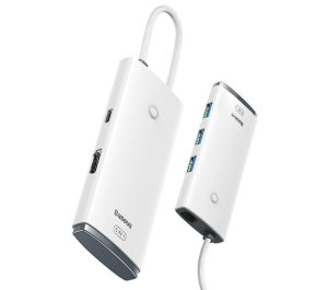 Docking station BASEUS Lite, USB Type-C, 100W, Alb, 2 ani