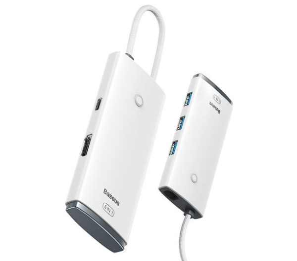 Docking station BASEUS Lite, USB Type-C, 100W, Alb, 2 ani