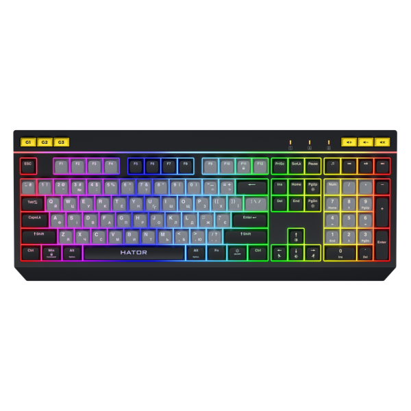 Tastatura Gaming HATOR Icefall, RGB, USB, Negru, EN US