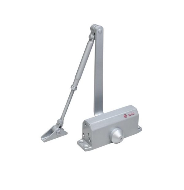 Amortizor hidraulic cu brat SA-5012AW-sv, culoare argintie; Pentru: usi cu