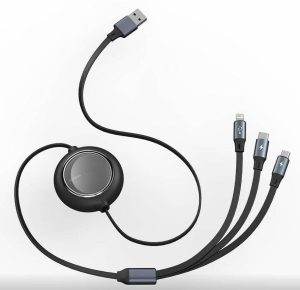 Cablu Baseus Bright Mirror 2 One-for-three Retractable, USB A/ USB