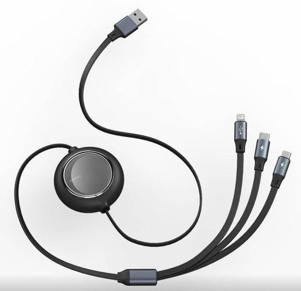 Cablu Baseus Bright Mirror 2 One-for-three Retractable, USB A/ USB