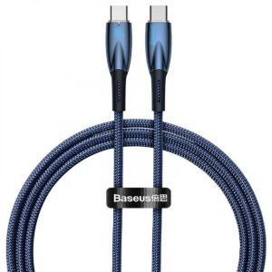 Cablu Baseus Glimmer, USB C/ USB C, 1 m, Albastru