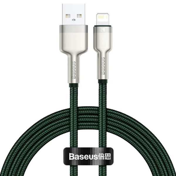 Cablu Baseus Cafule Metal, USB A/ Lightning, 2 m, Verde