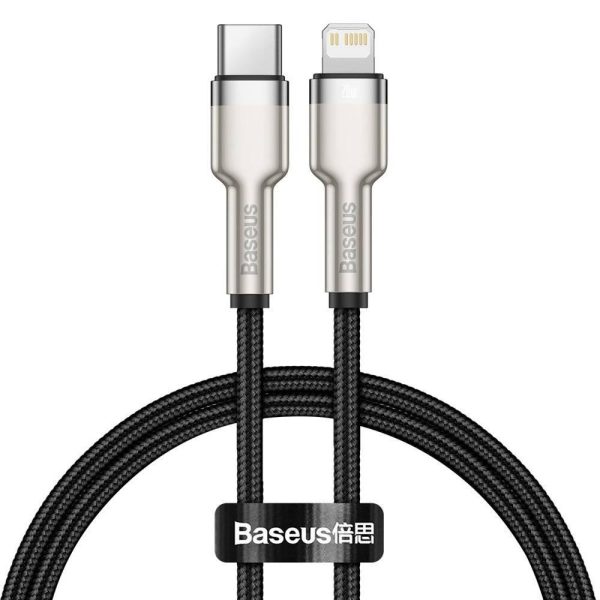 Cablu Baseus Cafule Metal, Lightning/ USB C, 0.25 m, Negru