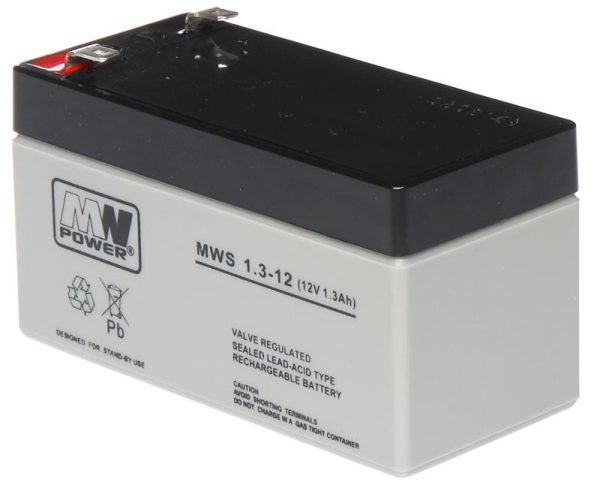 Acumulator AGM 1.3Ah 12V seria MW Power,MWS1.3-12,terminal de conexiune F1,