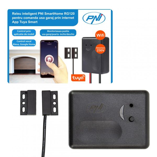 Releu inteligent PNI SmartHome RG120 WiFi pentru comanda deschidere usa