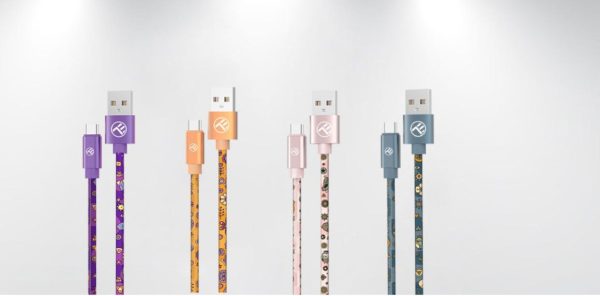 Cablu Tellur Graffiti, USB A/ USB C, 1 m, Roz