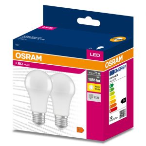 2 Becuri LED Osram Value Classic A, E27, 10W (75W),