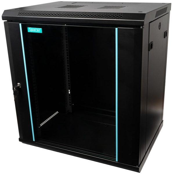 CABINET 19″ SPACER 12U 600x450mm, fixare pe perete, Flatpack (dezasamblat),