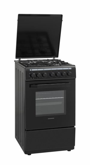 Aragaz mixt Heinner HFSC-V60LITGC-BK, 4 zone inductie, gratar Email, Cuptor