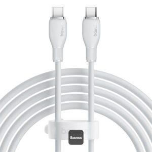 Cablu Baseus Pudding, USB-C/ USB-C, 1.2 m, Alb