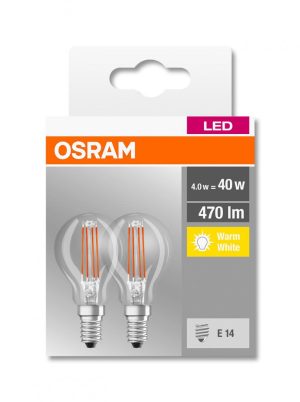 2 Becuri LED Osram Base Classic P, E14, 4W (40W),