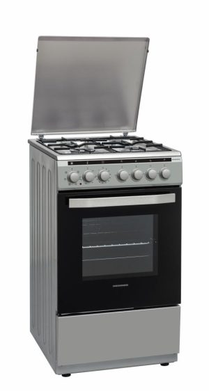 Aragaz mixt Heinner HFSC-V60LITGC-SL, 4 arzatoare gaz, gratar Email, Cuptor
