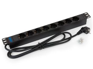 PDU Triton 19‘‘ distribution panel 1U, 8 sockets DIN standard,