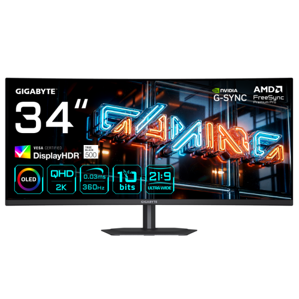 Monitor Consumer GIGABYTE MO34WQC36, 34", 3440 x 1440 pixeli, Black