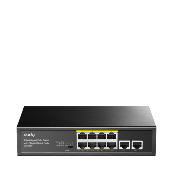CUDY Switch Unmanaged PoE+, 8x porturi RJ-45 10/100/1000M PSE +2x