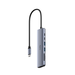 Hub USB CUDY UH407, USB-C, 4 porturi, HDMI, Argintiu