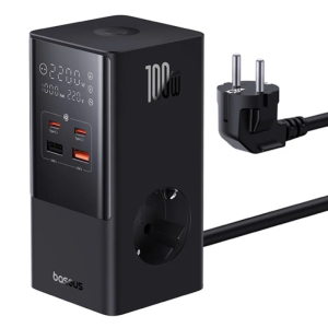 Incarcator Baseus PowerCombo Tower, 100 W, 6 porturi, Negru