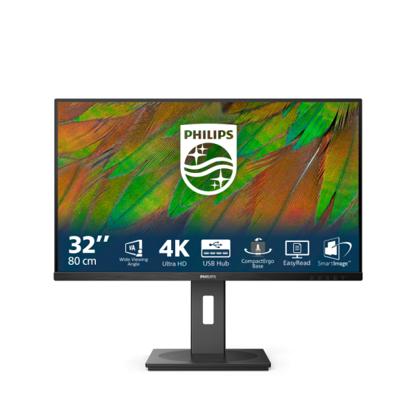 Monitor Consumer Philips 32B1N3800/00, 31.5", 3840 x 2160 pixeli, Black,