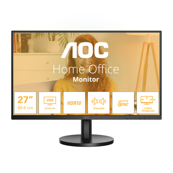 Monitor Consumer AOC U27B3A, 27", 3840 x 2160 pixeli, Black,