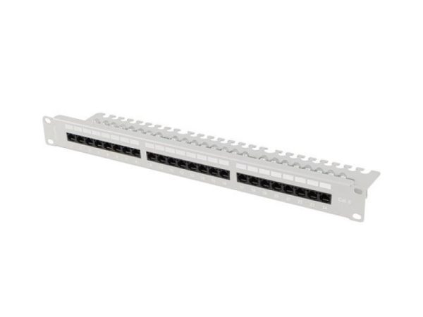 Patch panel 24 porturi 1U 19" Cat.6 UTP cu organizator