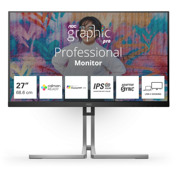 Monitor Consumer AOC Q27U3CV, 27", 2560 x 1440 pixeli, Black,