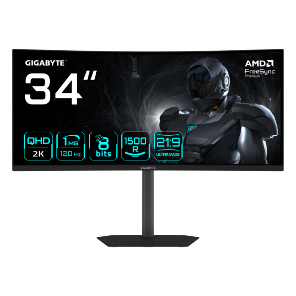 Monitor Gaming GIGABYTE GS34WQCA, 34", 3440 x 1440 pixeli, Black