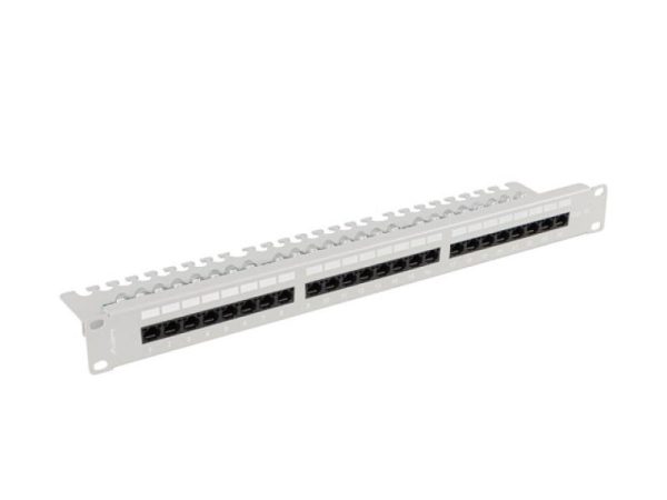Patch panel 24 porturi 1U 19" Cat.5e UTP cu organizator