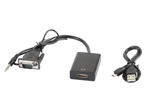 Cablu adaptor VGA(M) + minijack 3,5 mm(M)  HDMI(F) 20