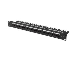 Patch panel 24 porturi 1U 19" Cat.6A UTP cu organizator