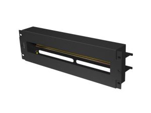 Panou distribuție tensiune 19" 3U cu șină DIN TS-35, negru