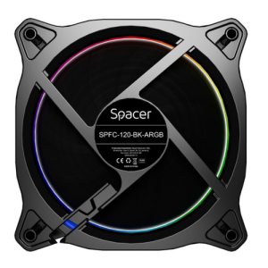 Ventilator Carcasa SPACER SPFC-120-BK-ARGB, 12 cm, 2200 rpm, RGB