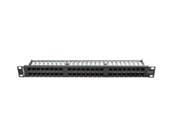 Patch panel 48 porturi 1U 19" Cat.6 UTP negru
