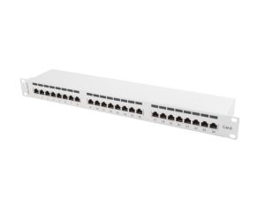 Patch panel 24 porturi 1U 19" Cat.6 FTP cu organizator