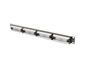 Patch panel 24 porturi 1U 19" Cat.6 UTP negru
