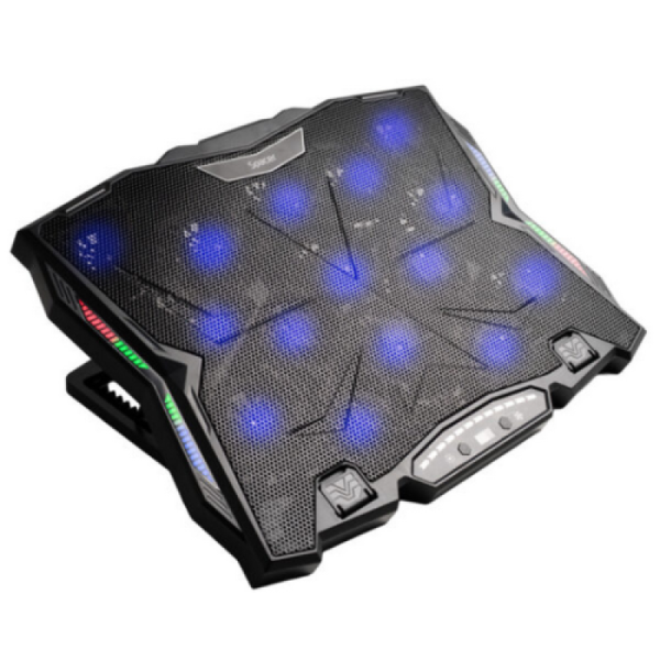 Stand/Cooler notebook Spacer SPNS-GAMING-15F, pana la 17 inch, 2 ventilatoare,