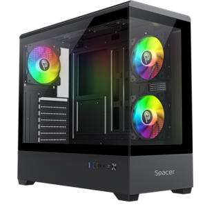 Carcasa Spacer NAUTILUS, RGB, Mid Tower, Black
