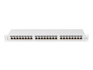 Patch panel 24 porturi 1U 19" Cat.6A FTP cu organizator