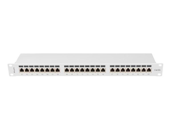 Patch panel 24 porturi 1U 19" Cat.6A FTP cu organizator