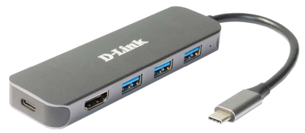 Docking station D-LINK DUB-2333, USB Type-C, 60W, Gri, 2 ani