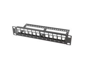 Patch panel gol 12 porturi 1U cu organizator pentru module