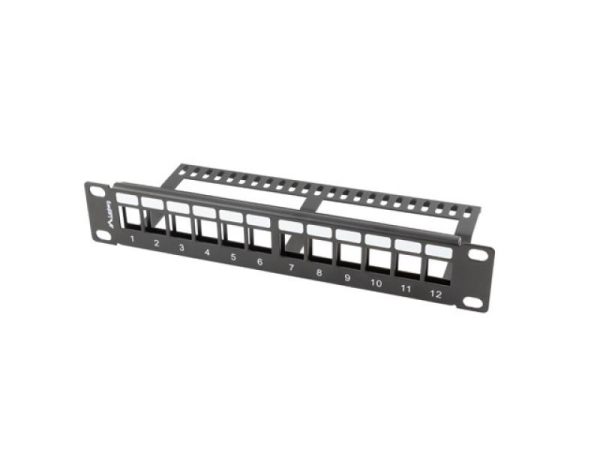 Patch panel gol 12 porturi 1U cu organizator pentru module