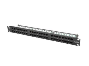 Patch panel 48 porturi 1U 19" Cat.5e UTP negru
