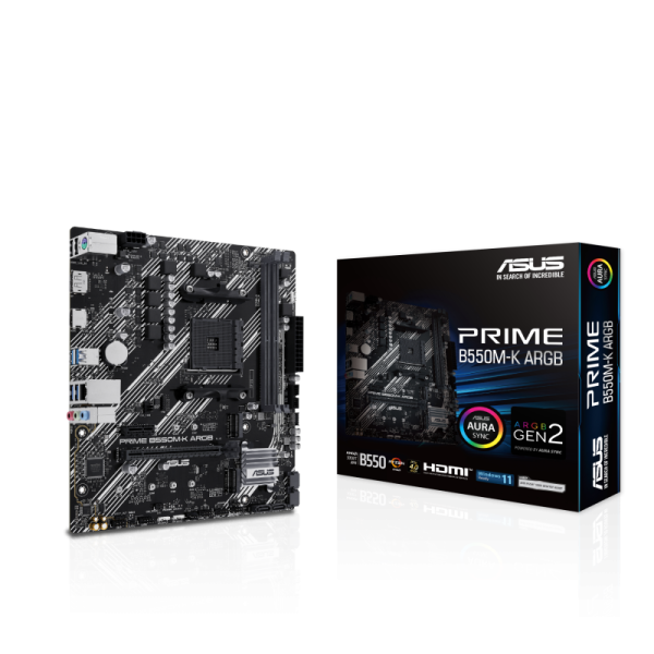 Placa de baza ASUS PRIME B550M-K ARGB, Socket AM4, DDR4,