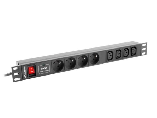 Unitate distributie alimentare PDU 19", 1U, 10A, 4 prize