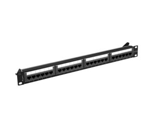 Patch panel 24 porturi 1U 19" Cat.6A UTP negru