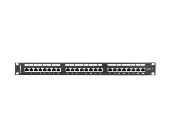 Patch panel 24 porturi 1U 19" Cat.6 FTP cu organizator