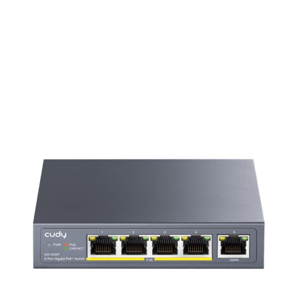 CUDY 5-Port 10/100/1000M PoE+ Switch 60W, 5 10/100/1000M ports with