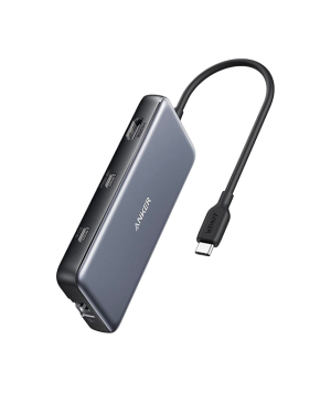 Hub USB Anker 555, USB-C, 8 porturi, HDMI, RJ-45, Gri